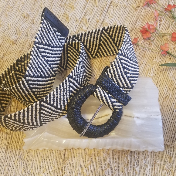 Vince Camuto Accessories - Vince Camuto Faux Rafia Woven Stretch Belt